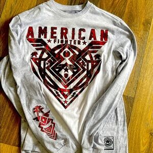 American Fighter Gray and Black Graphic Tee